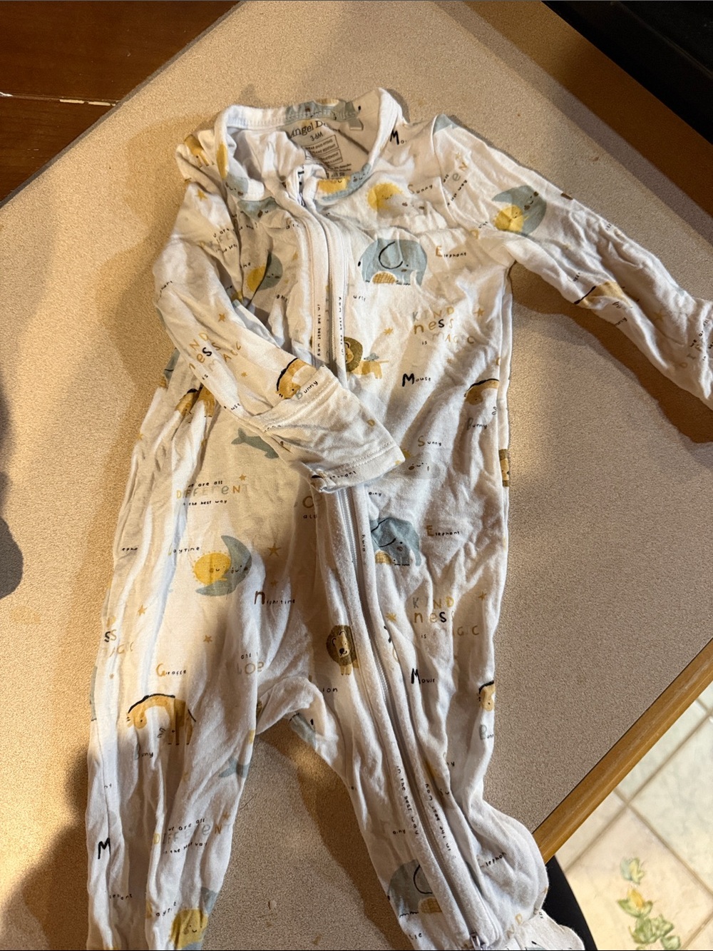 Angel Dear White Footed One-Piece Pajamas with Yellow & Blue Moon Print